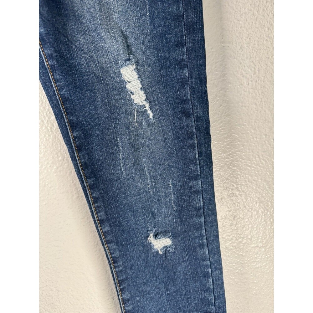 Wax Jean High Rise Denim Skinny Jeans Dark Blue Wash Ripped Distressed Sz 1/25 - Picture 4 of 16